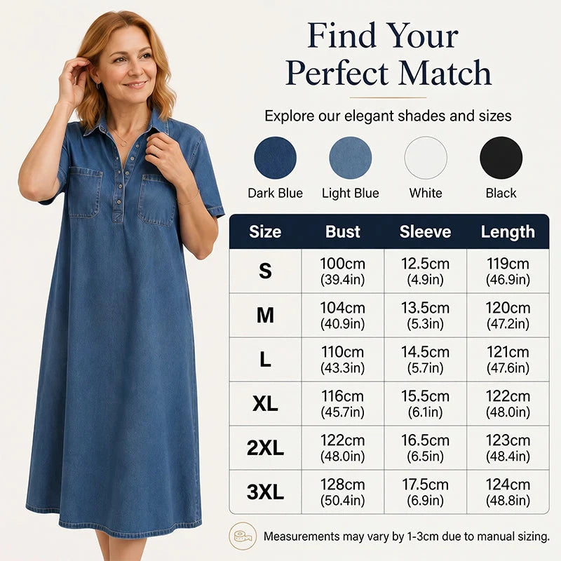 👗Flash Sale 50% OFF NOW 👖 Casual Pocket Denim Midi Shirt Dress – comfortable and versatile